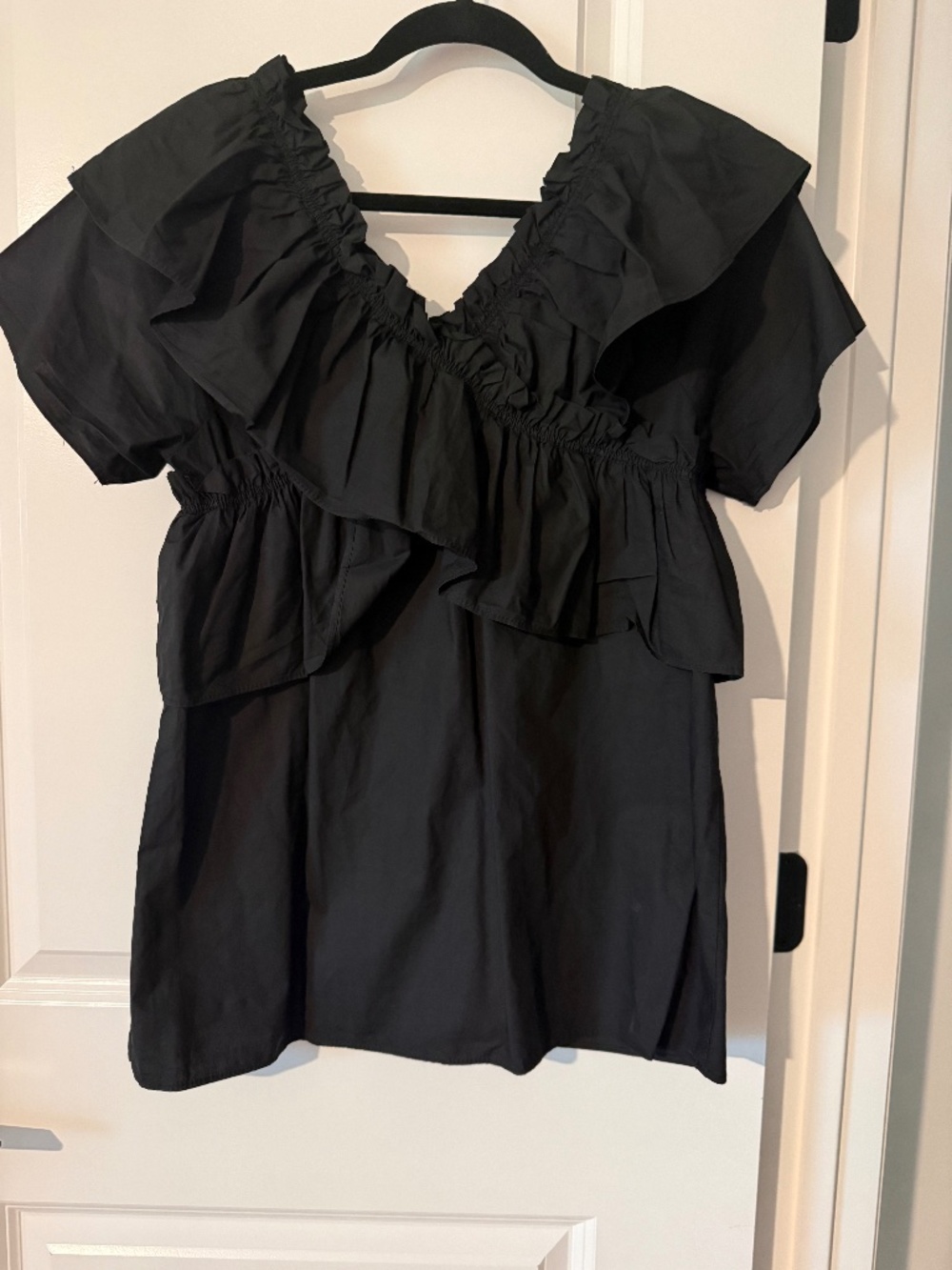 Hayden Los Angles Black Fringe Collar Blouse, Sz: Large